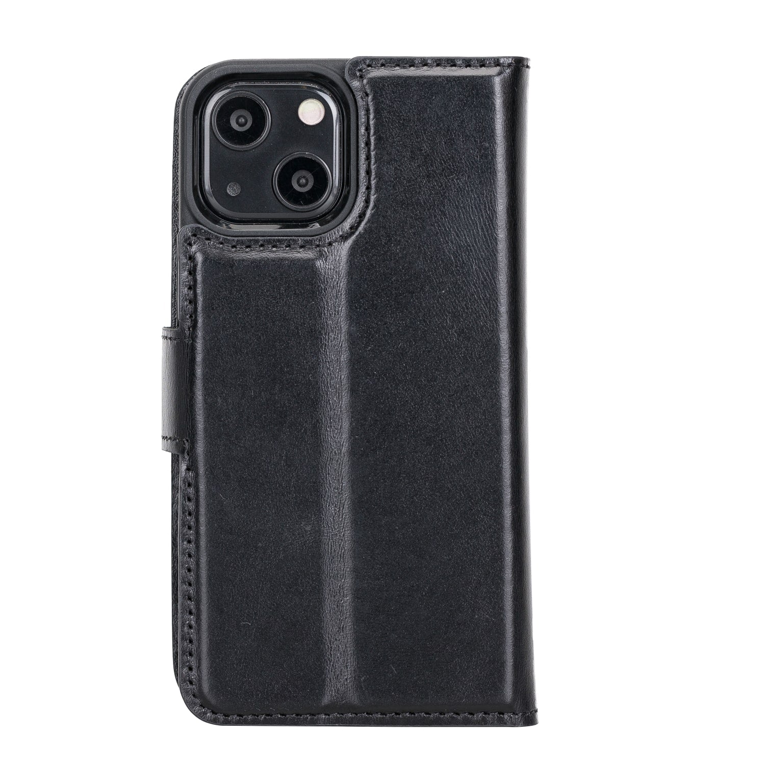 Black Leather iPhone 13 Mini Detachable Bi-Fold RFID Wallet Case with MagSafe & Card Holder - Bomonti - 4