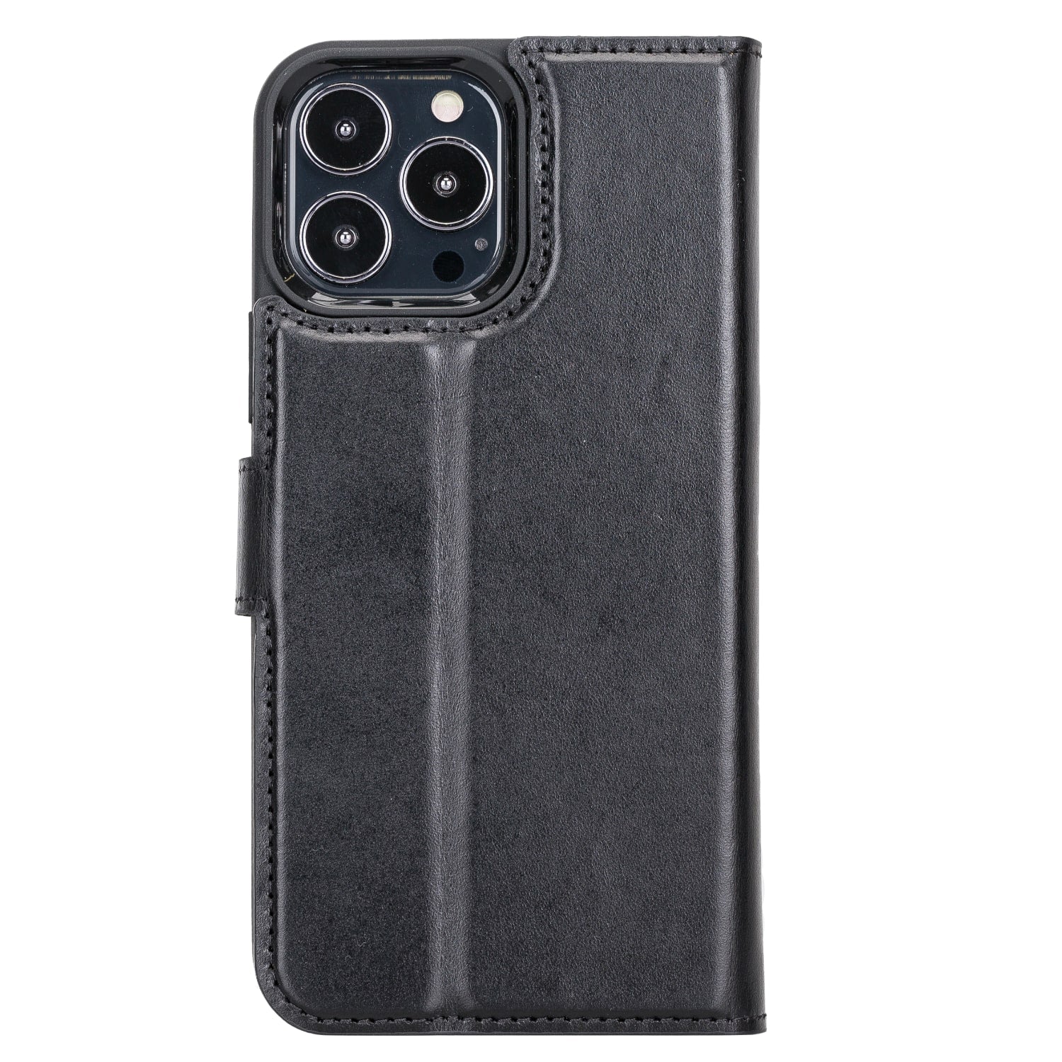 Black Leather iPhone 13 Pro Max Detachable Bi-Fold RFID Wallet Case with MagSafe & Card Holder - Bomonti - 4