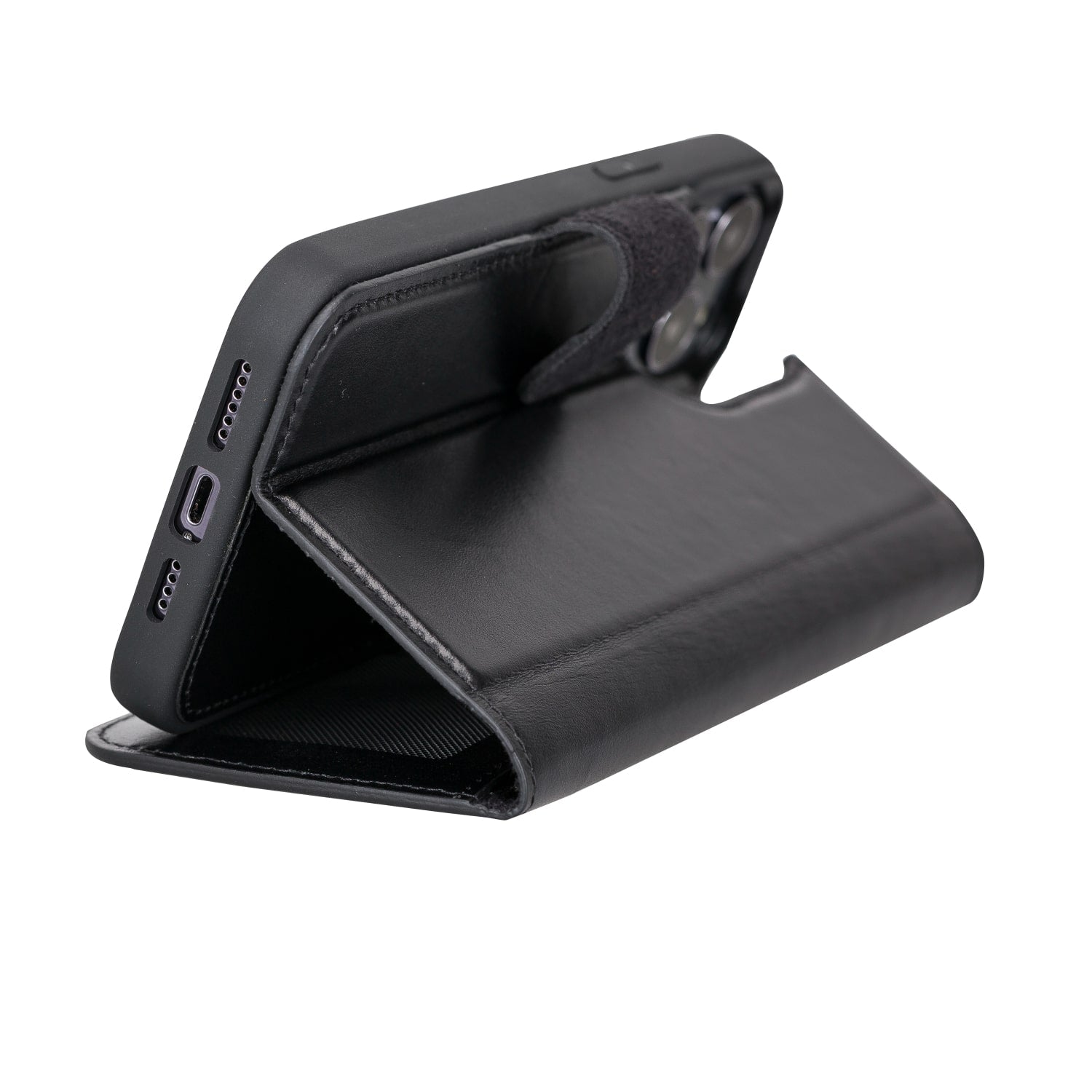 Black Leather iPhone 13 Pro Max Detachable Bi-Fold RFID Wallet Case with MagSafe & Card Holder - Bomonti - 7