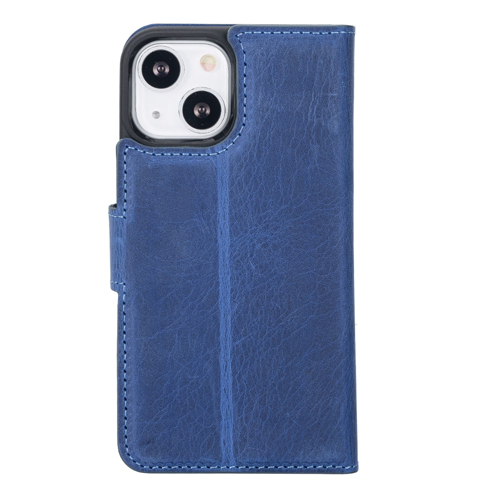 Blue Leather iPhone 13 Mini Detachable Bi-Fold RFID Wallet Case with MagSafe & Card Holder - Bomonti - 2