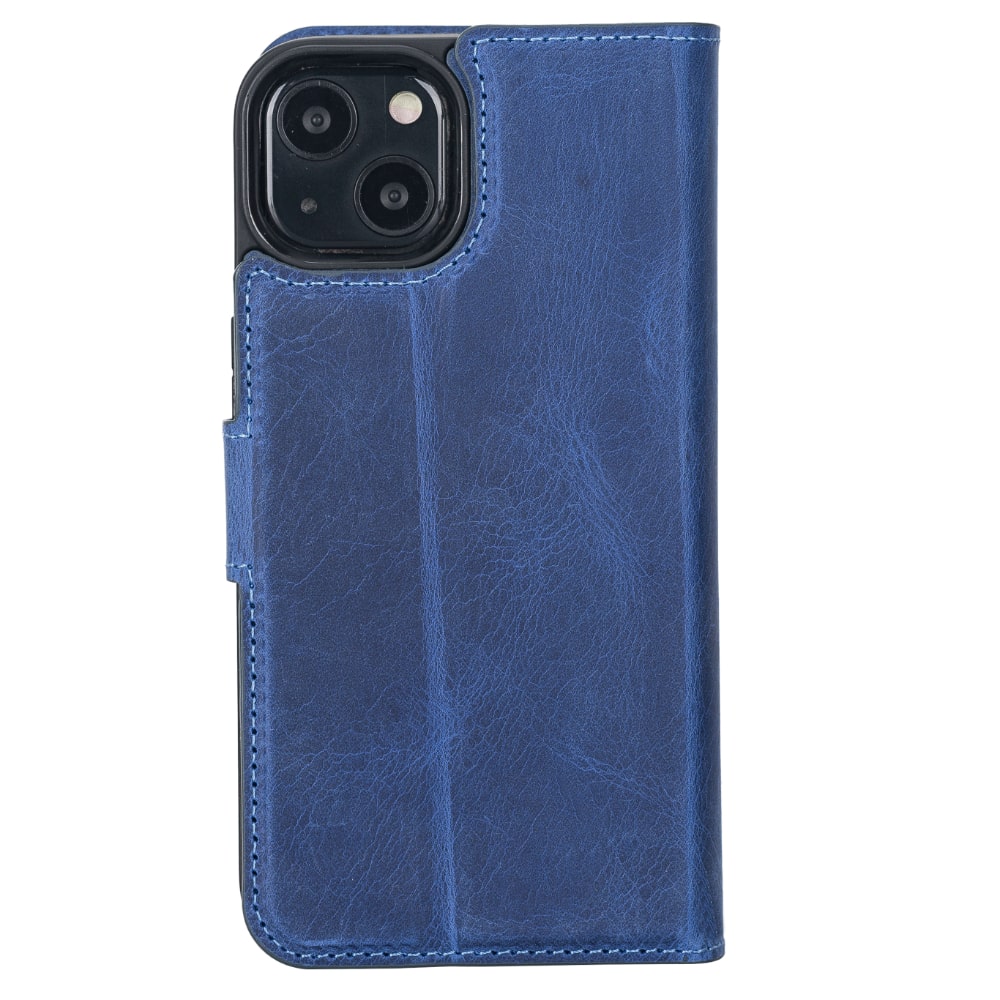 Blue Leather iPhone 13 Detachable Bi-Fold RFID Wallet Case with MagSafe & Card Holder - Bomonti - 2