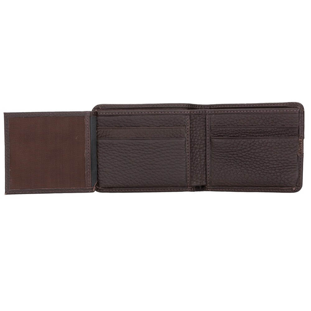 Luxury Brown Leather Trifold Men's Card Holder Wallet with ID Window - Bomonti - 4