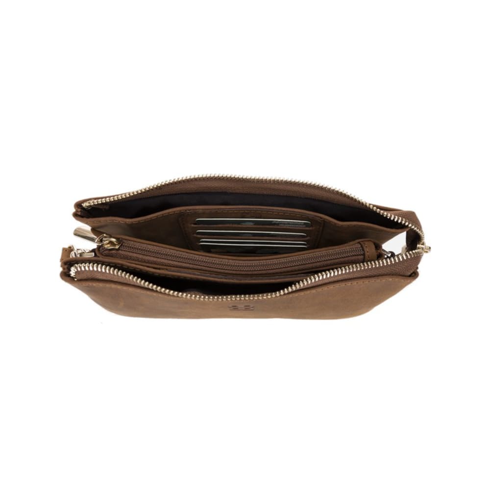 Luxury Brown Leather Women’s Clutch Purse with Strap - Bomonti - 3