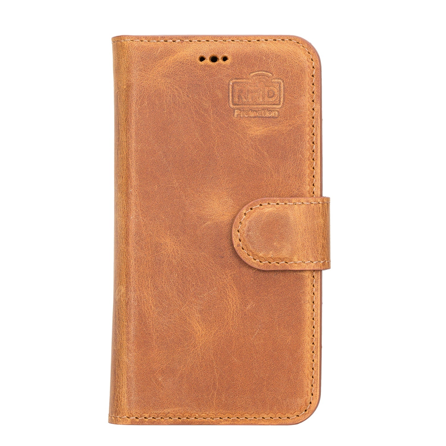 Rustic Brown Leather iPhone 13 Mini Detachable Bi-Fold RFID Wallet Case with MagSafe & Card Holder - Bomonti - 3