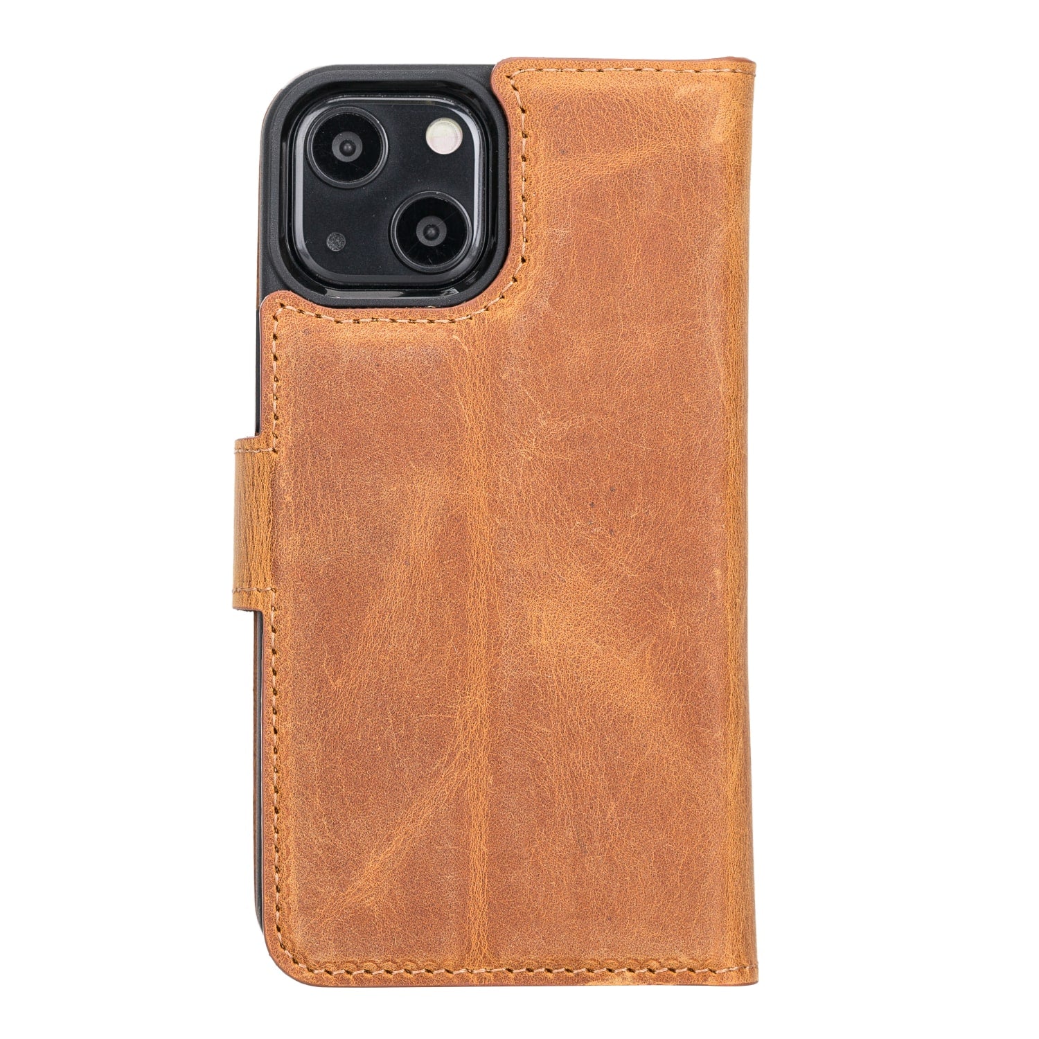 Rustic Brown Leather iPhone 13 Mini Detachable Bi-Fold RFID Wallet Case with MagSafe & Card Holder - Bomonti - 4