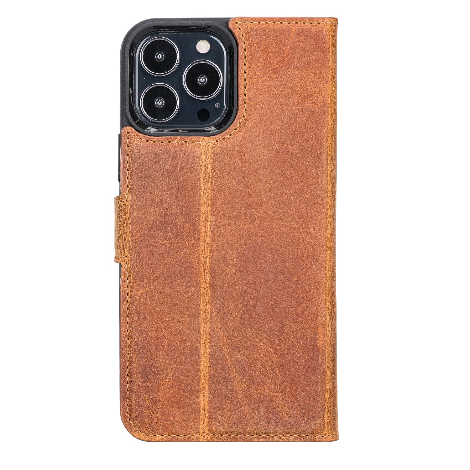 Rustic Brown Leather iPhone 13 Pro Max Detachable Bi-Fold RFID Wallet Case with MagSafe & Card Holder - Bomonti - 4