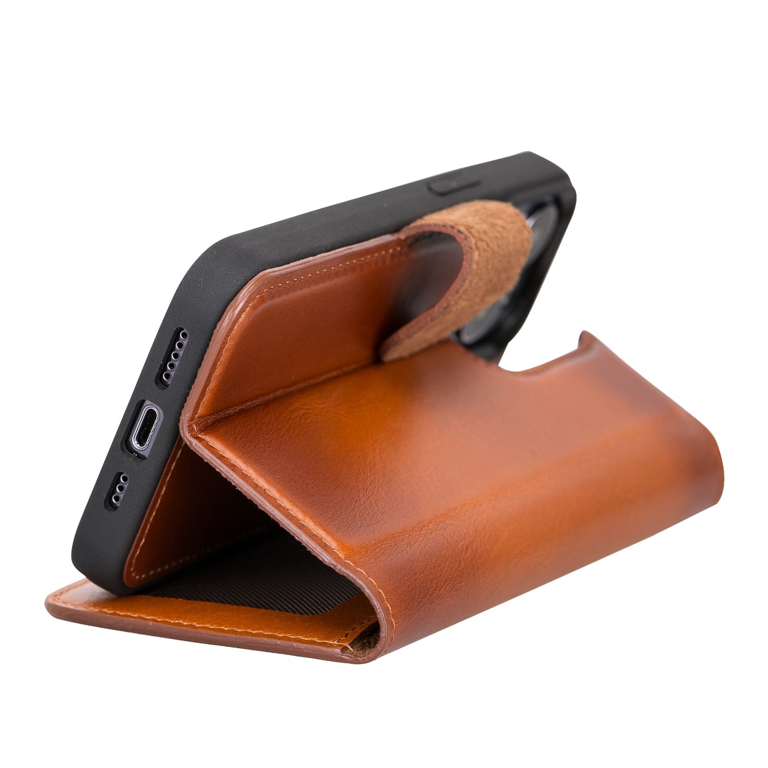 Luxury Brown Leather iPhone 13 Pro Wallet Case with MagSafe & RFID Card Holder - Bomonti - 5