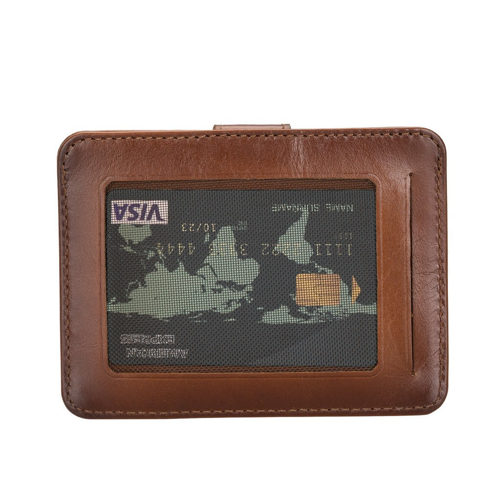 Luxury Coffee Brown Leather Bifold Card Holder with Snap Closure - Bomonti - 3