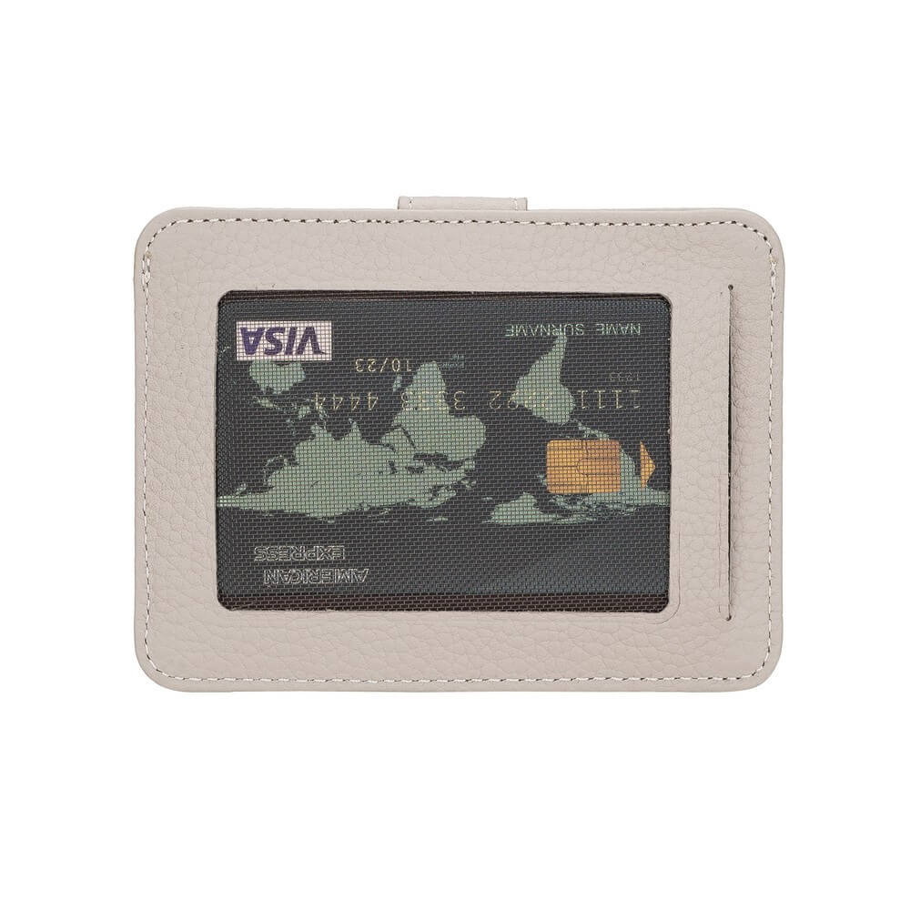 Luxury Cream Leather Bifold Card Holder with Snap Closure - Bomonti - 3