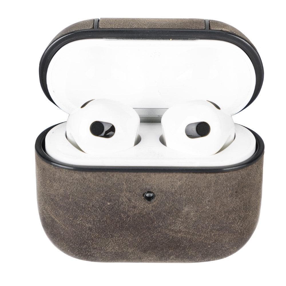 Luxury Dark Brown Leather Apple AirPods Flip Cover Case with Back Hook 3rd Generation - Bomonti - 1