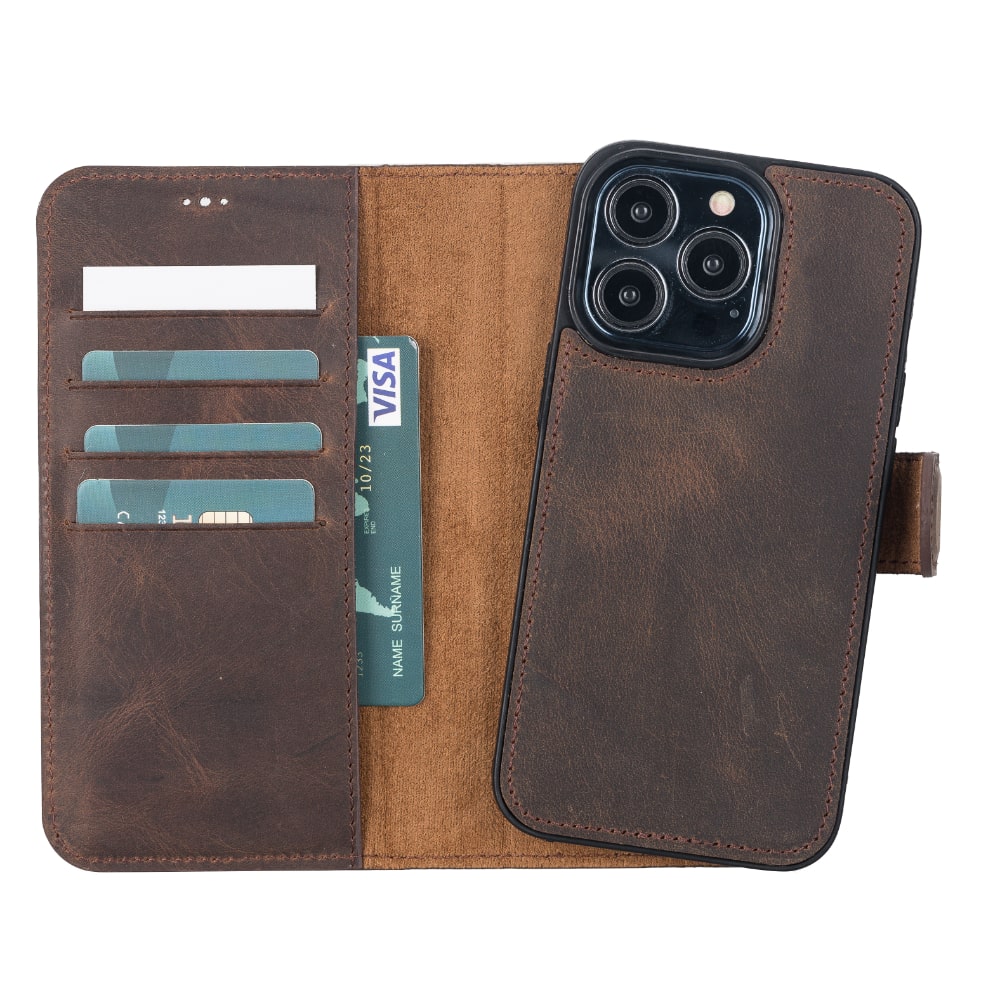 Funda de cuero tipo cartera desmontable para iPhone 13 Pro con MagSafe (6,1")