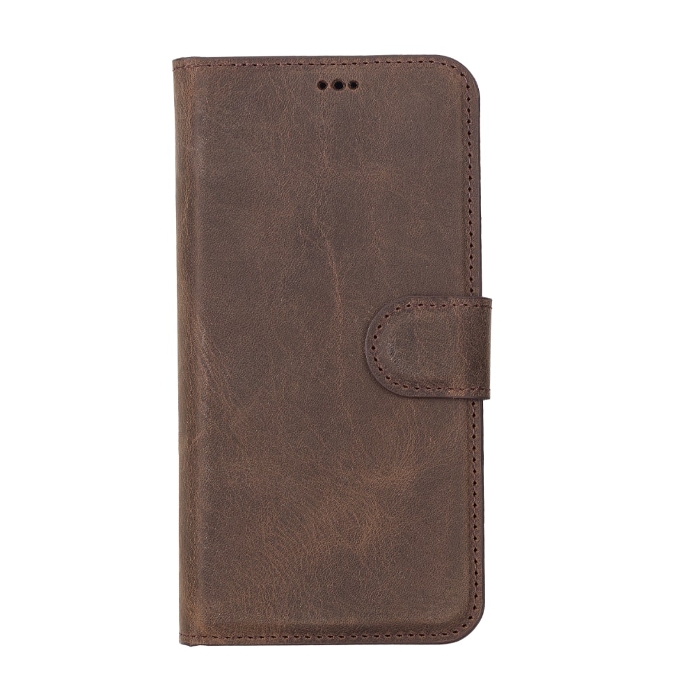 Dark Brown Leather iPhone 13 Detachable Bi-Fold RFID Wallet Case with MagSafe & Card Holder - Bomonti - 1