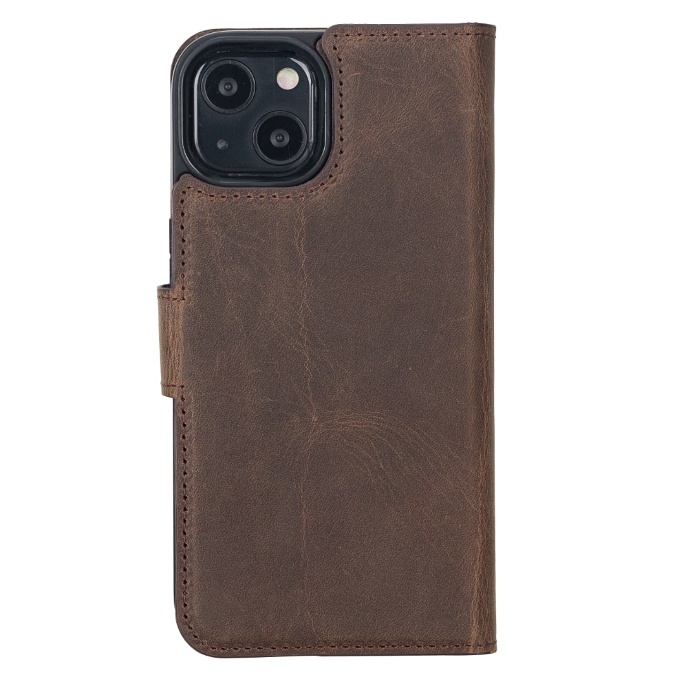 Dark Brown Leather iPhone 13 Detachable Bi-Fold RFID Wallet Case with MagSafe & Card Holder - Bomonti - 2