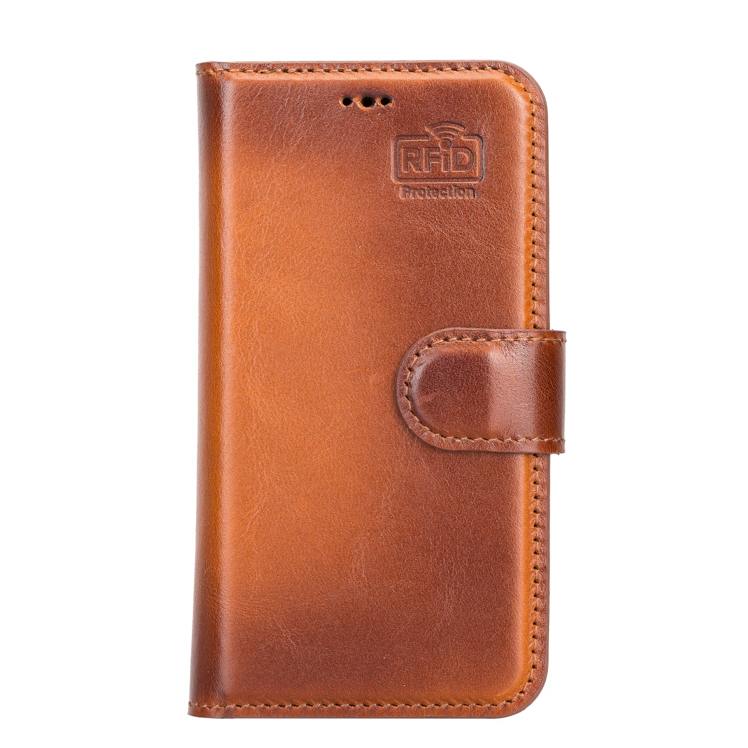 Brown Leather iPhone 13 Mini Detachable Bi-Fold RFID Wallet Case with MagSafe & Card Holder - Bomonti - 3
