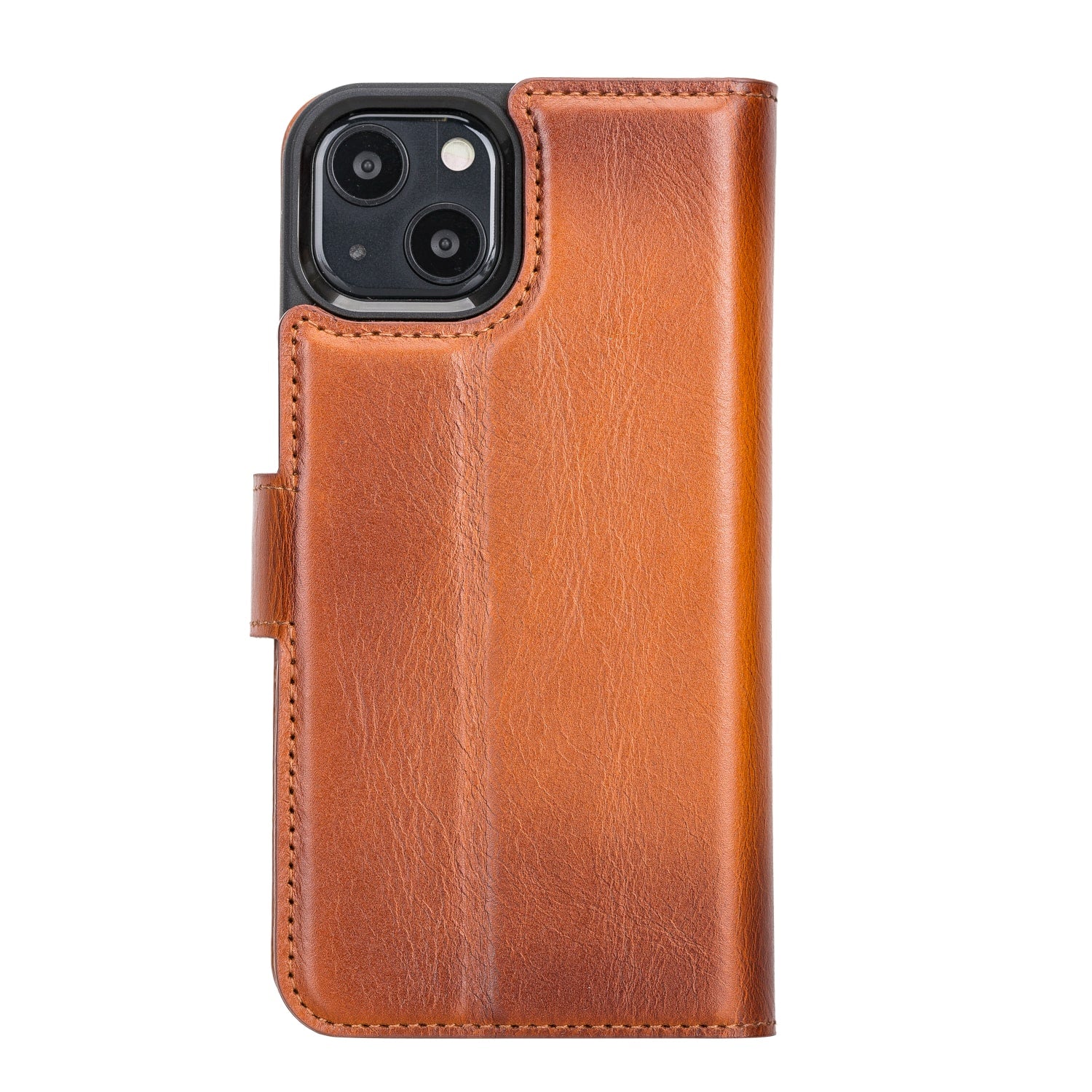 Golden Brown Leather iPhone 13  Detachable Bi-Fold RFID Wallet Case with MagSafe & Card Holder - Bomonti - 4