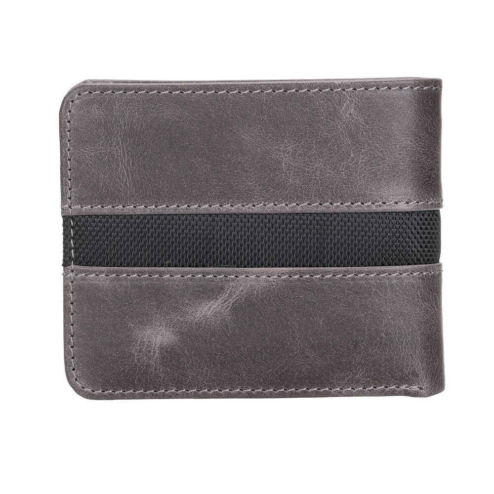 Luxury Grey Leather Trifold Men's Card Holder Wallet with ID Window - Bomonti - 2