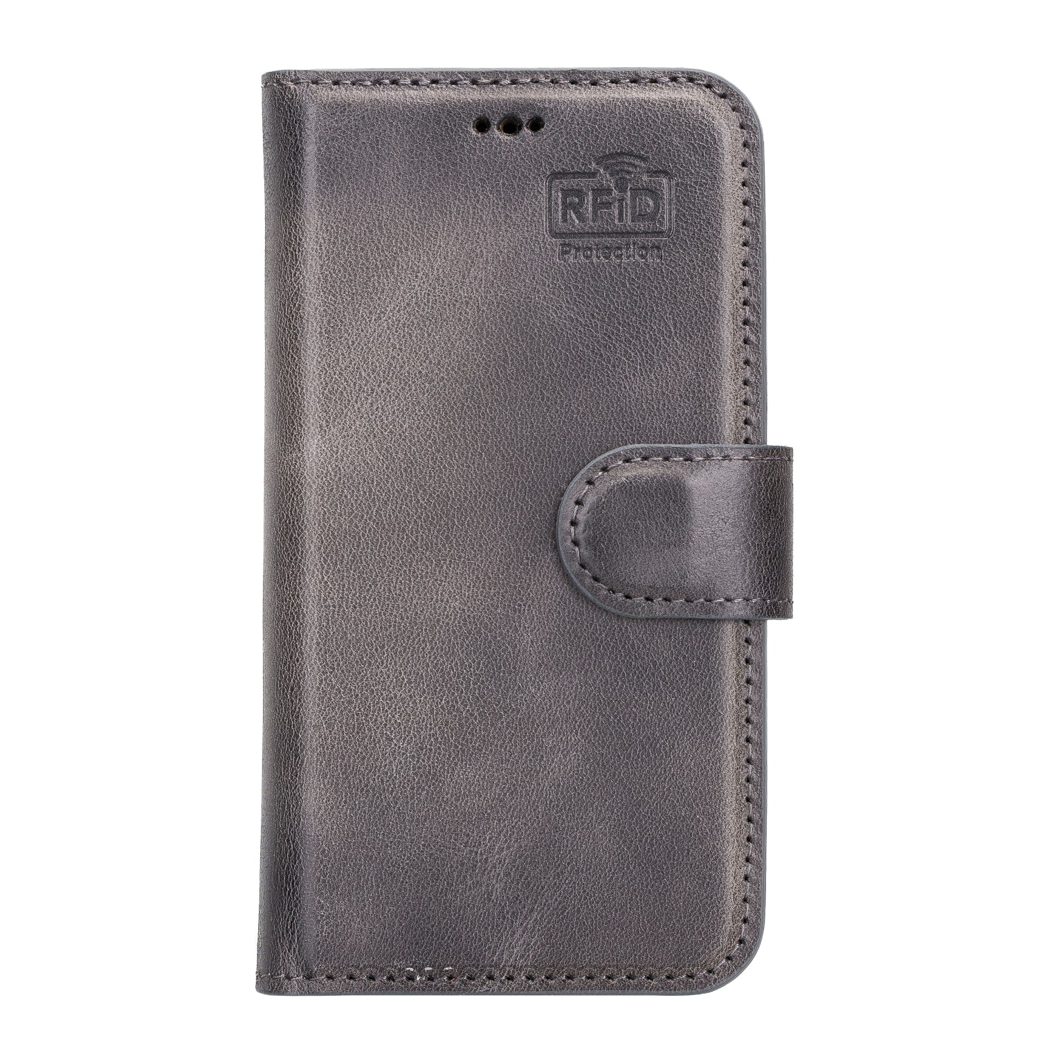 Grey Leather iPhone 13 Mini Detachable Bi-Fold RFID Wallet Case with MagSafe & Card Holder - Bomonti - 3