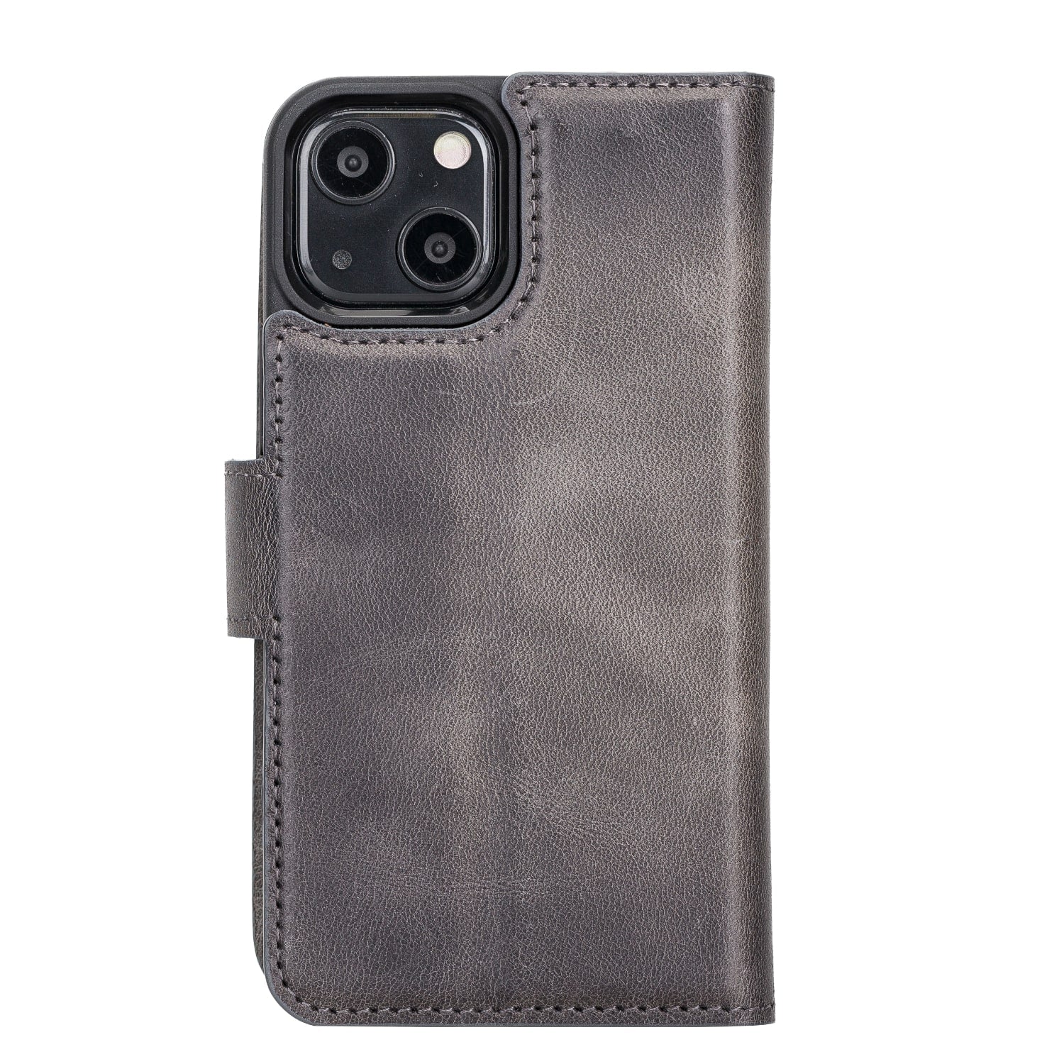 Grey Leather iPhone 13 Mini Detachable Bi-Fold RFID Wallet Case with MagSafe & Card Holder - Bomonti - 4