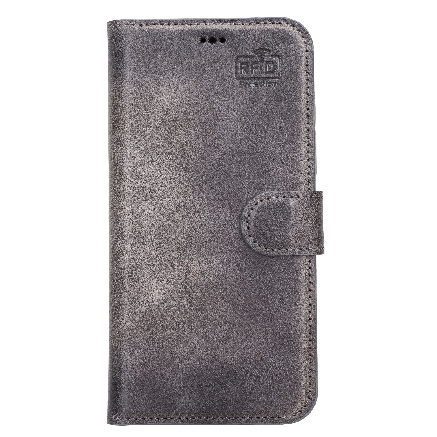 Grey Leather iPhone 13 Pro Max Detachable Bi-Fold RFID Wallet Case with MagSafe & Card Holder - Bomonti - 3