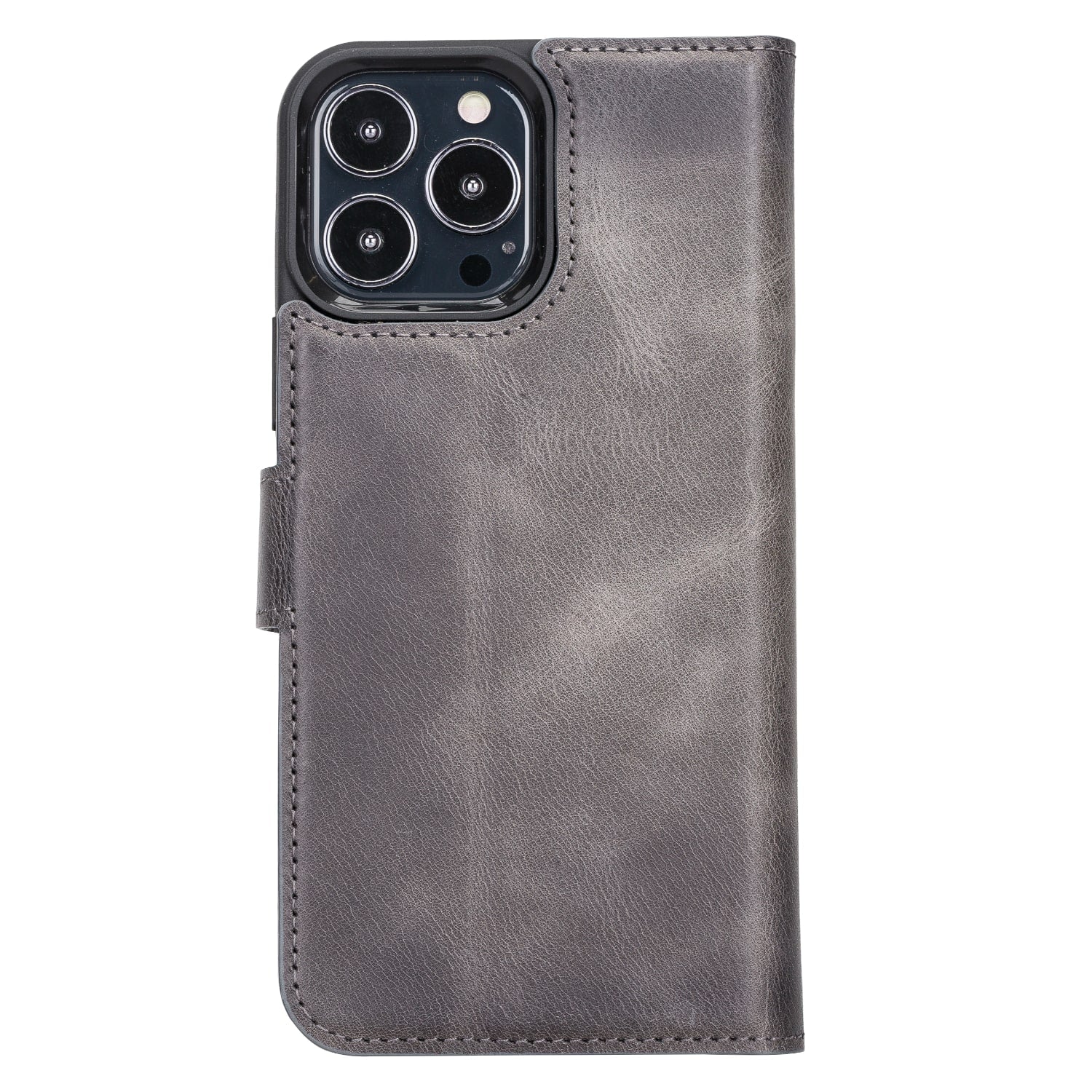 Grey Leather iPhone 13 Pro Max Detachable Bi-Fold RFID Wallet Case with MagSafe & Card Holder - Bomonti - 4
