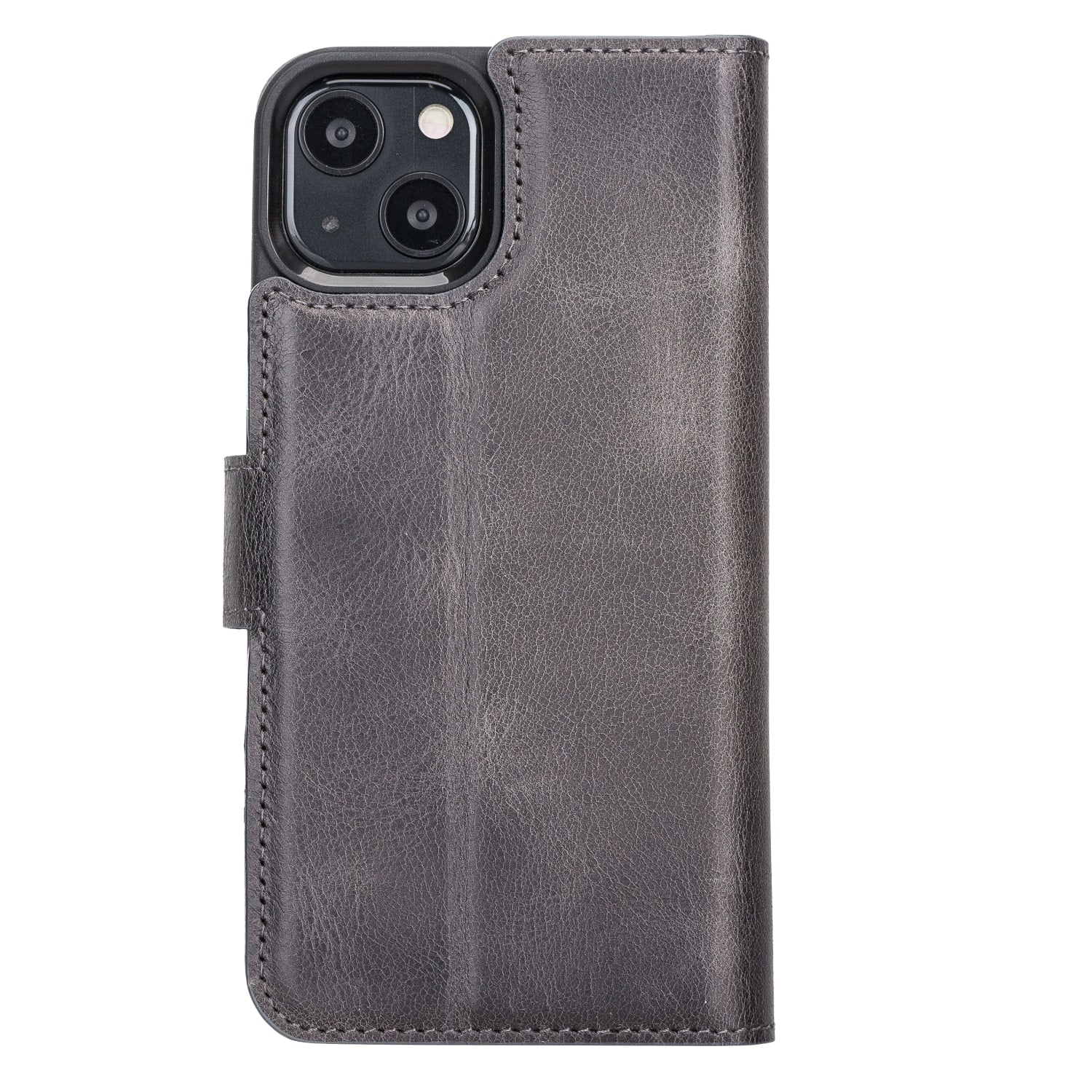 Grey Leather iPhone 13 Detachable Bi-Fold RFID Wallet Case with MagSafe & Card Holder - Bomonti - 4