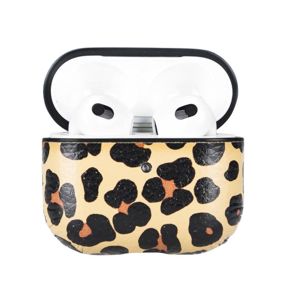 Luxury Leopard Leather Apple AirPods Flip Cover Case with Back Hook 3rd Generation - Bomonti - 5