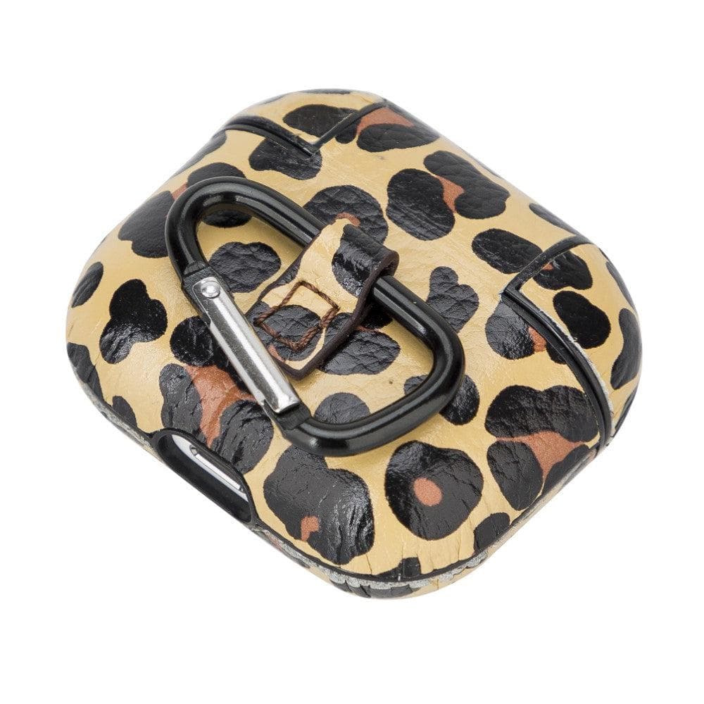 Luxury Leopard Leather Apple AirPods Flip Cover Case with Back Hook 3rd Generation - Bomonti - 6