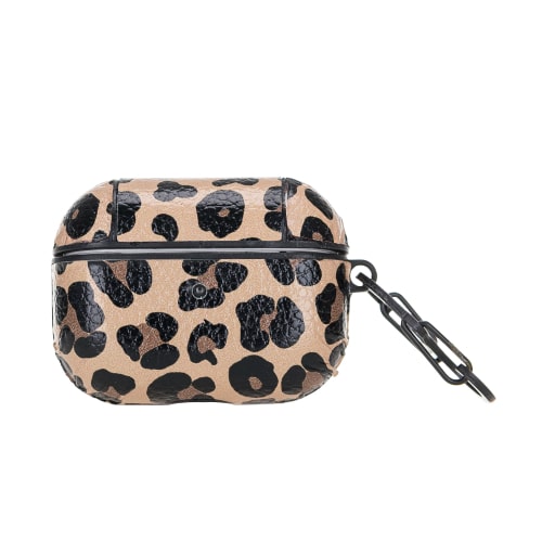 Luxury Leopard Leather Apple AirPods Pro Cover Flip Case with Side Hook - Bomonti - 1