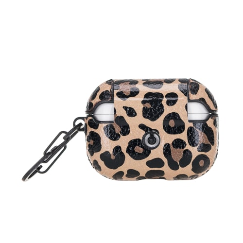 Luxury Leopard Leather Apple AirPods Pro Cover Flip Case with Side Hook - Bomonti - 2