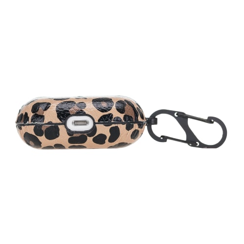 Luxury Leopard Leather Apple AirPods Pro Cover Flip Case with Side Hook - Bomonti - 4
