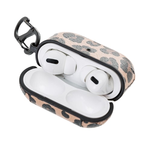 Luxury Leopard Leather Apple AirPods Pro Cover Flip Case with Side Hook - Bomonti - 5