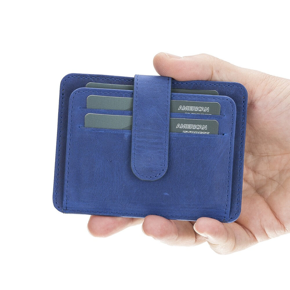 Luxury Ocean Blue Bifold Card Holder with Snap Closure - Bomonti - 1