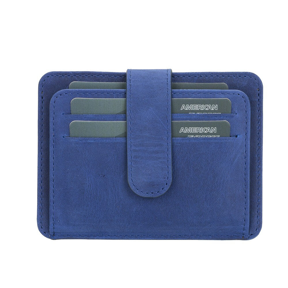 Luxury Ocean Blue Bifold Card Holder with Snap Closure - Bomonti - 2