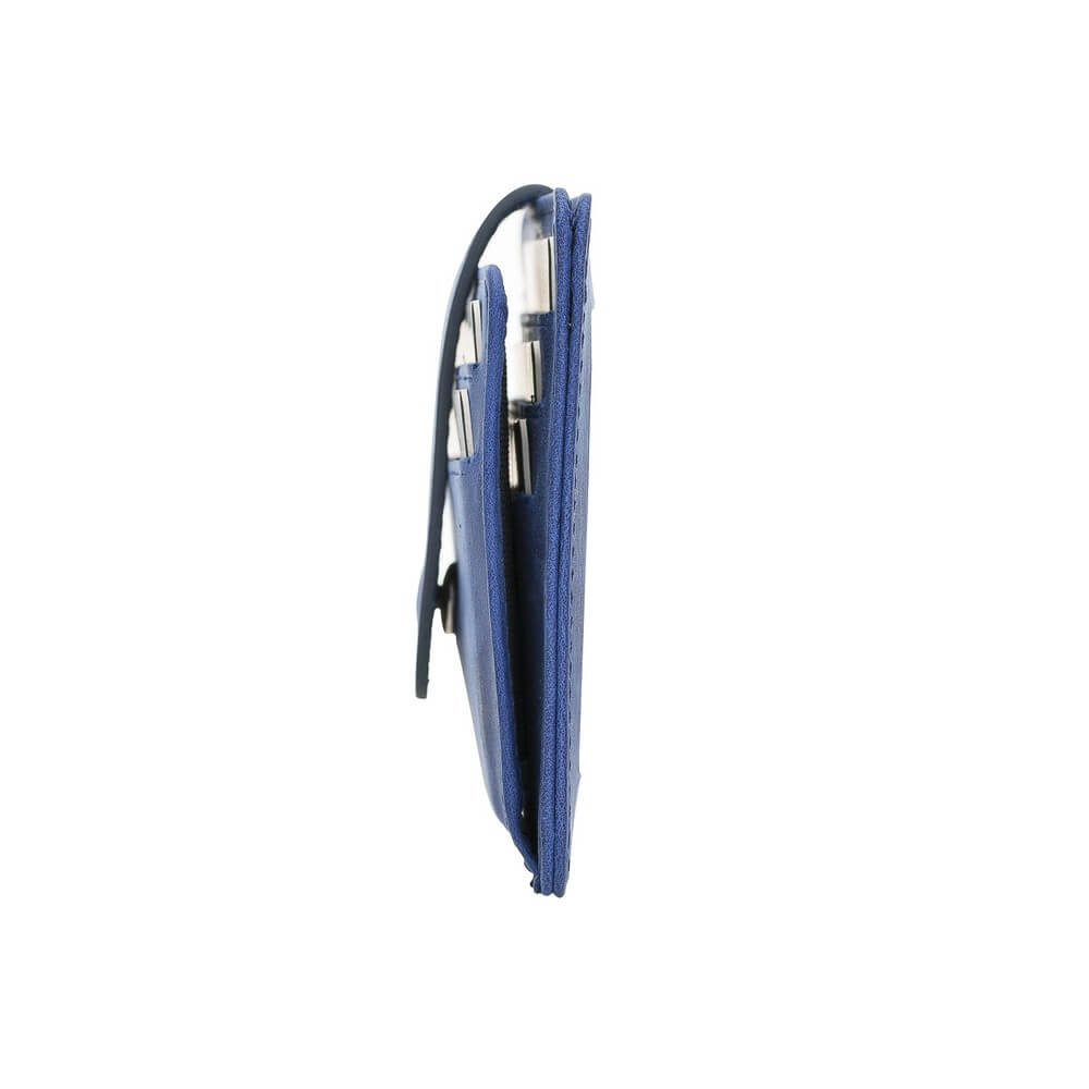 Luxury Ocean Blue Bifold Card Holder with Snap Closure - Bomonti - 4