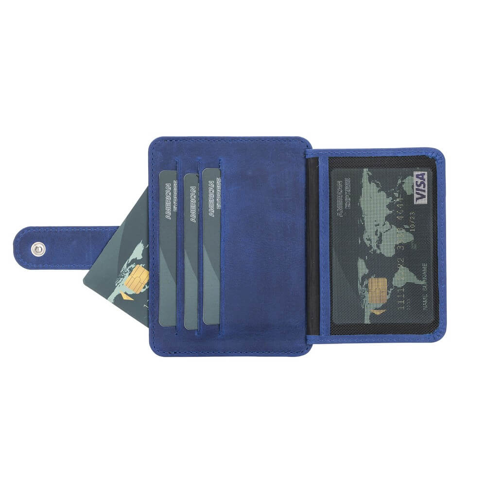 Luxury Ocean Blue Bifold Card Holder with Snap Closure - Bomonti - 5