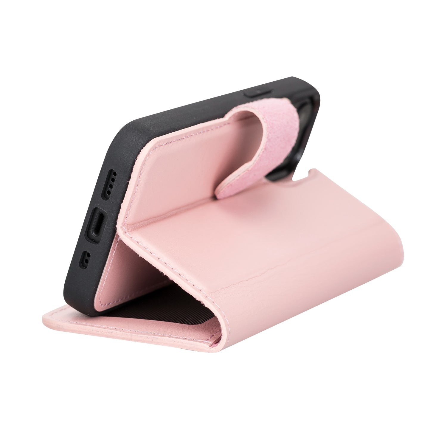 Pink Leather iPhone 13 Mini Detachable Bi-Fold RFID Wallet Case with MagSafe & Card Holder - Bomonti - 7