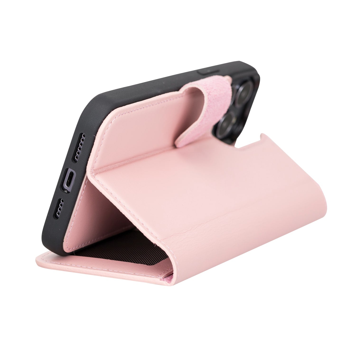 Pink Leather iPhone 13 Pro Max Detachable Bi-Fold RFID Wallet Case with MagSafe & Card Holder - Bomonti - 7