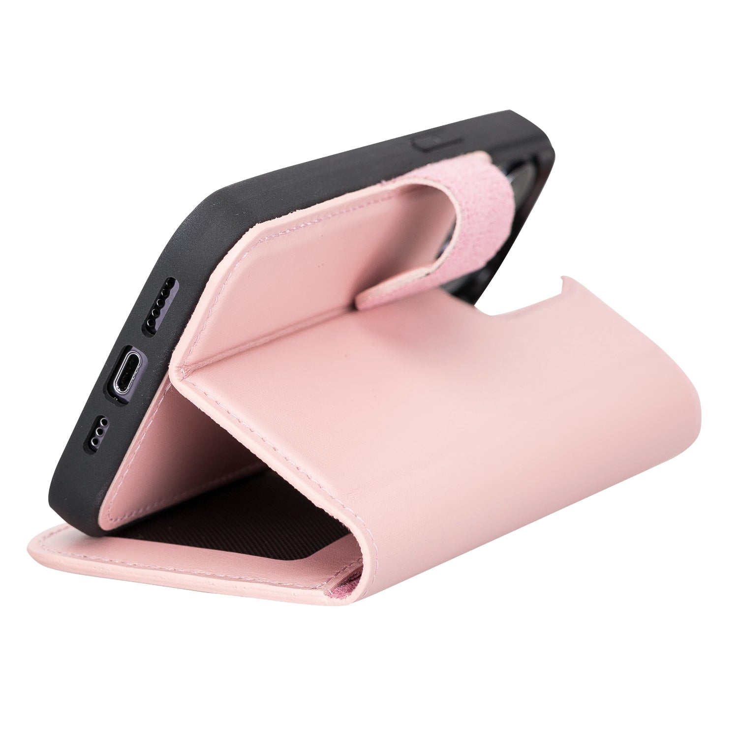 Luxury Pink Leather iPhone 13 Pro Wallet Case with MagSafe & RFID Card Holder - Bomonti - 7