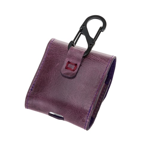 Luxury Purple Leather Apple AirPods Bag Cover Case with Magnetic Closure - Bomonti - 5