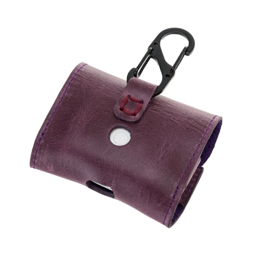 Luxury Purple Leather Apple AirPods Pro Bag Cover Case with Magnetic Closure - Bomonti - 5