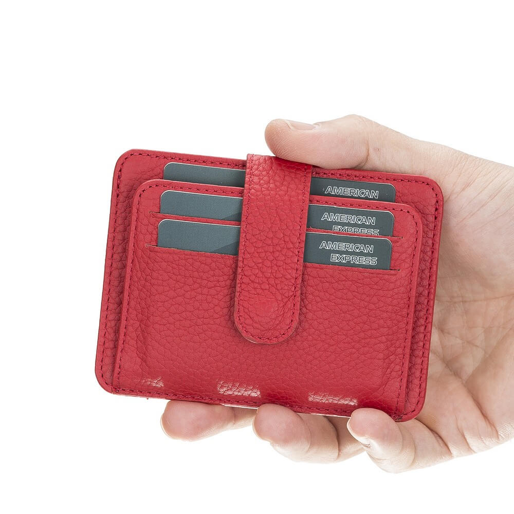 Luxury Red Bifold Card Holder with Snap Closure - Bomonti - 1