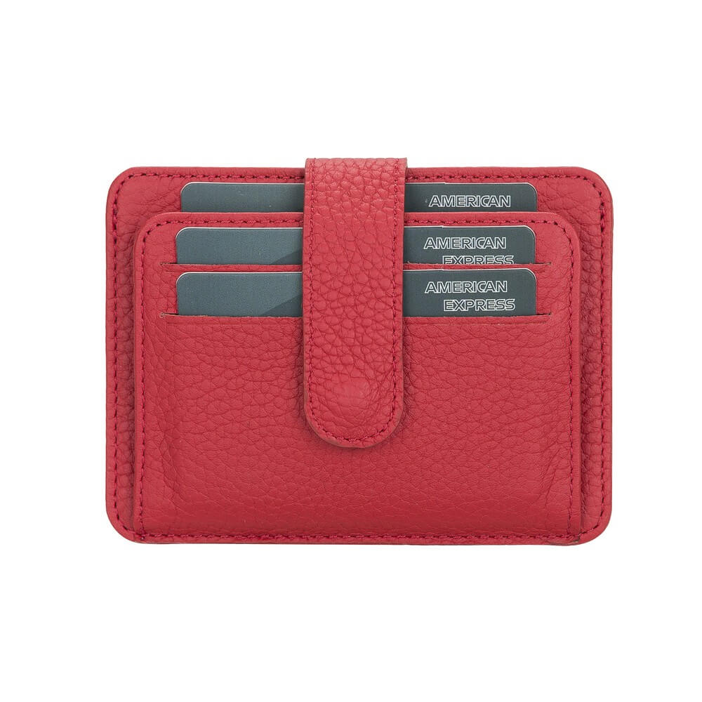 Luxury Red Bifold Card Holder with Snap Closure - Bomonti - 2