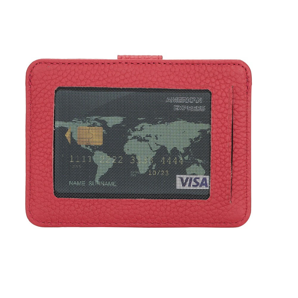 Luxury Red Bifold Card Holder with Snap Closure - Bomonti - 3