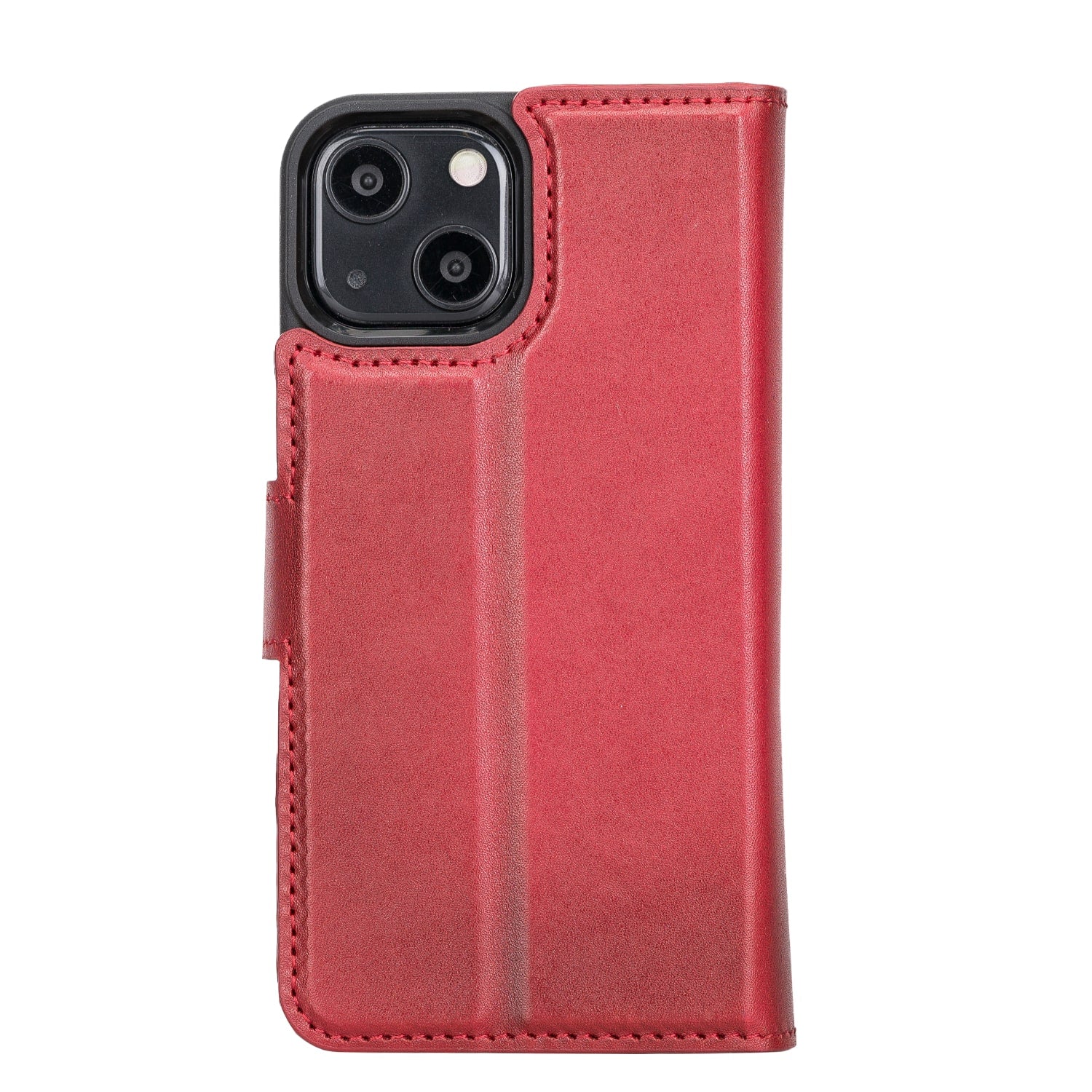 Red Leather iPhone 13 Mini Detachable Bi-Fold RFID Wallet Case with MagSafe & Card Holder - Bomonti - 4