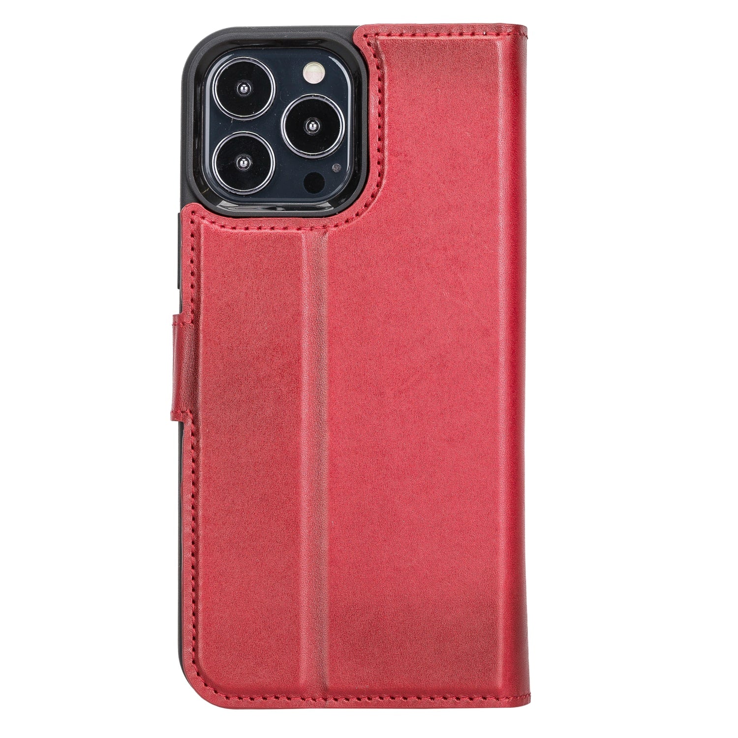 Red Leather iPhone 13 Pro Max Detachable Bi-Fold RFID Wallet Case with MagSafe & Card Holder - Bomonti - 4