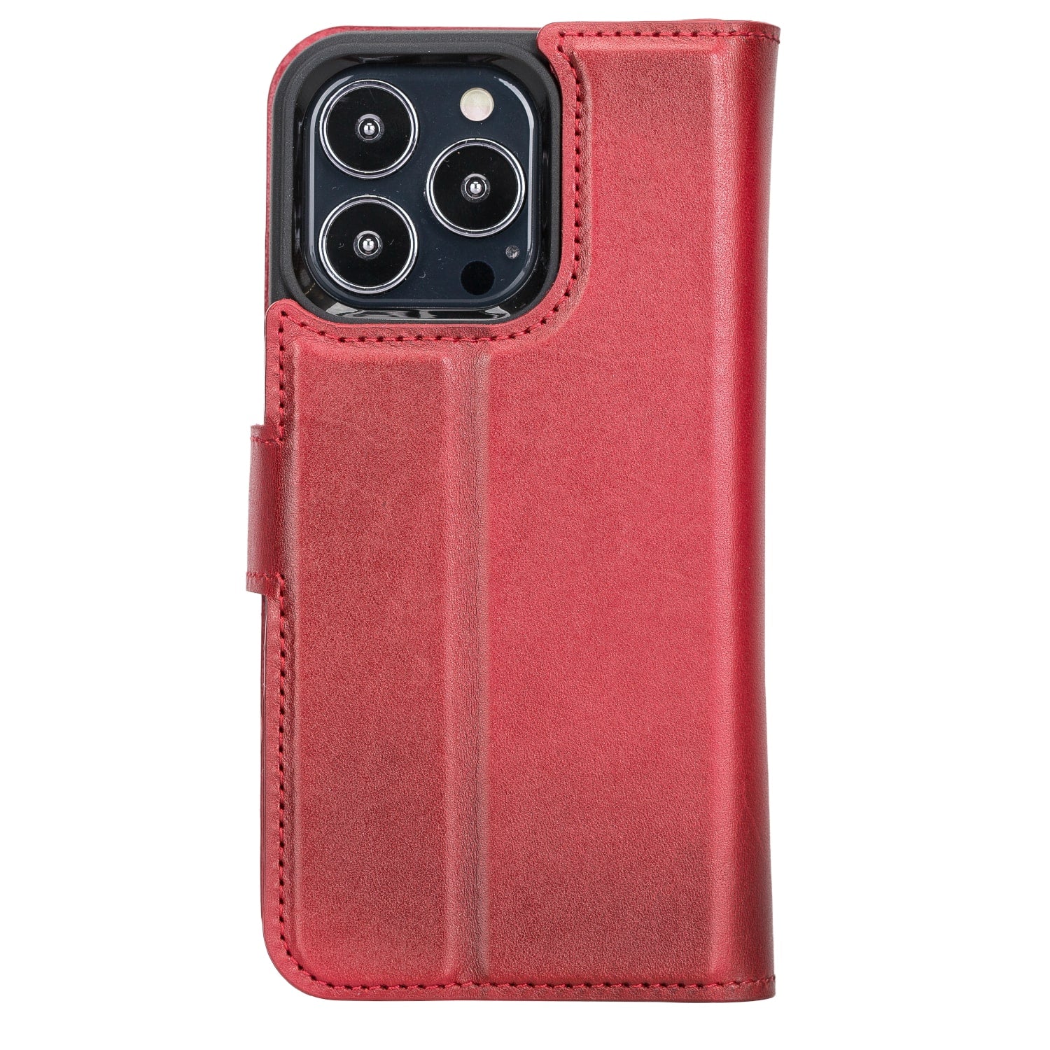 Luxury Red Leather iPhone 13 Pro Wallet Case with MagSafe & RFID Card Holder - Bomonti - 3