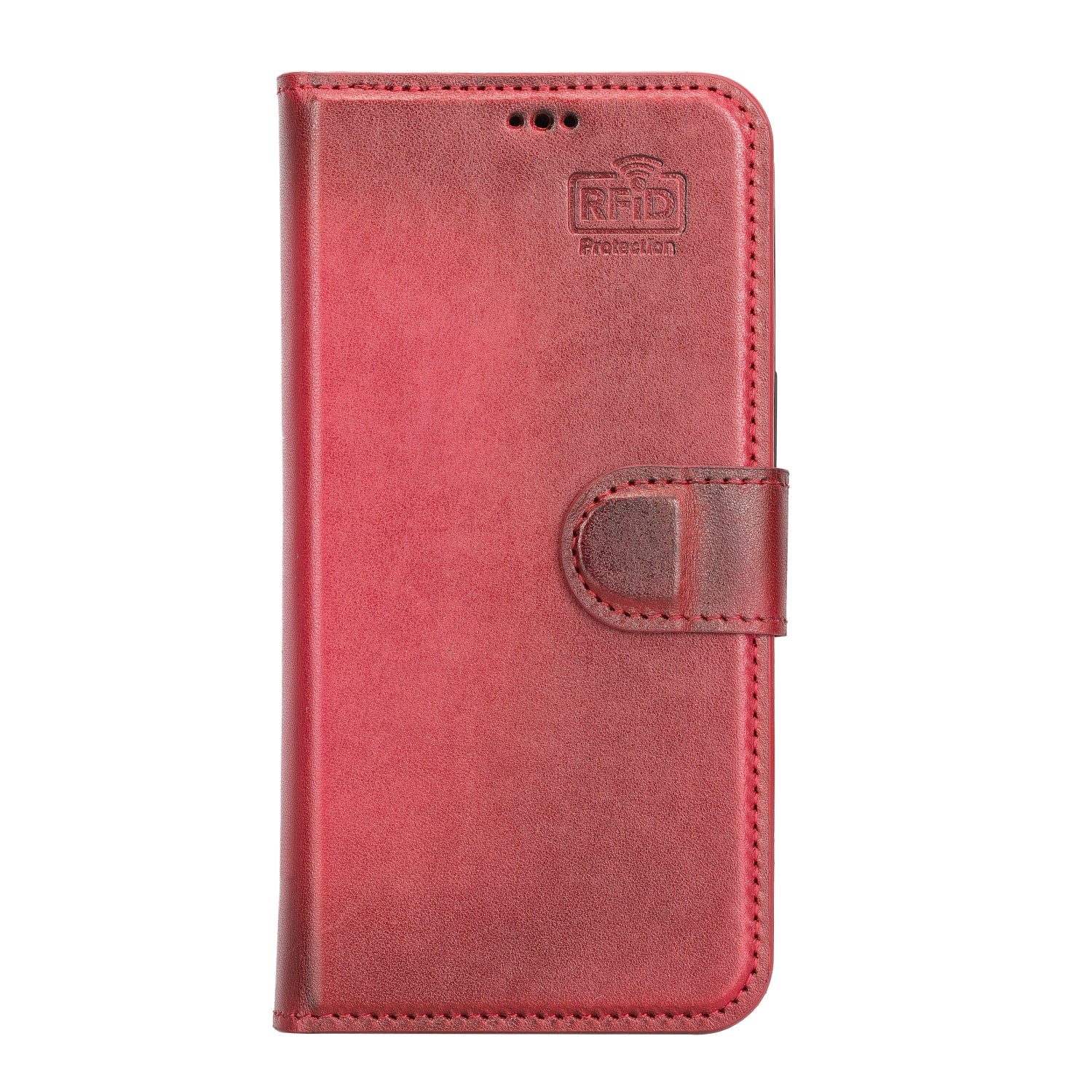 Red Leather iPhone 13 Detachable Bi-Fold RFID Wallet Case with MagSafe & Card Holder - Bomonti - 3