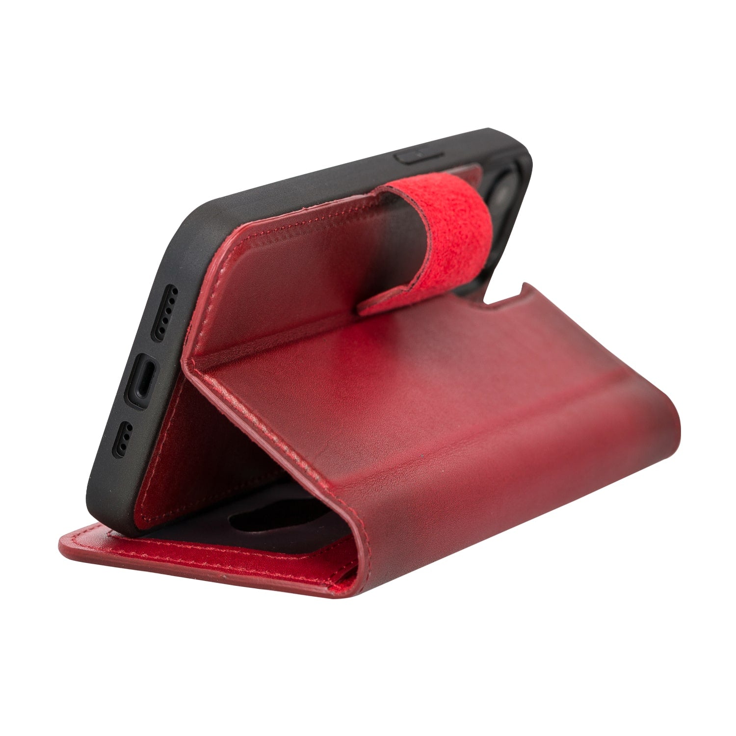 Red Leather iPhone 13 Detachable Bi-Fold RFID Wallet Case with MagSafe & Card Holder - Bomonti - 7