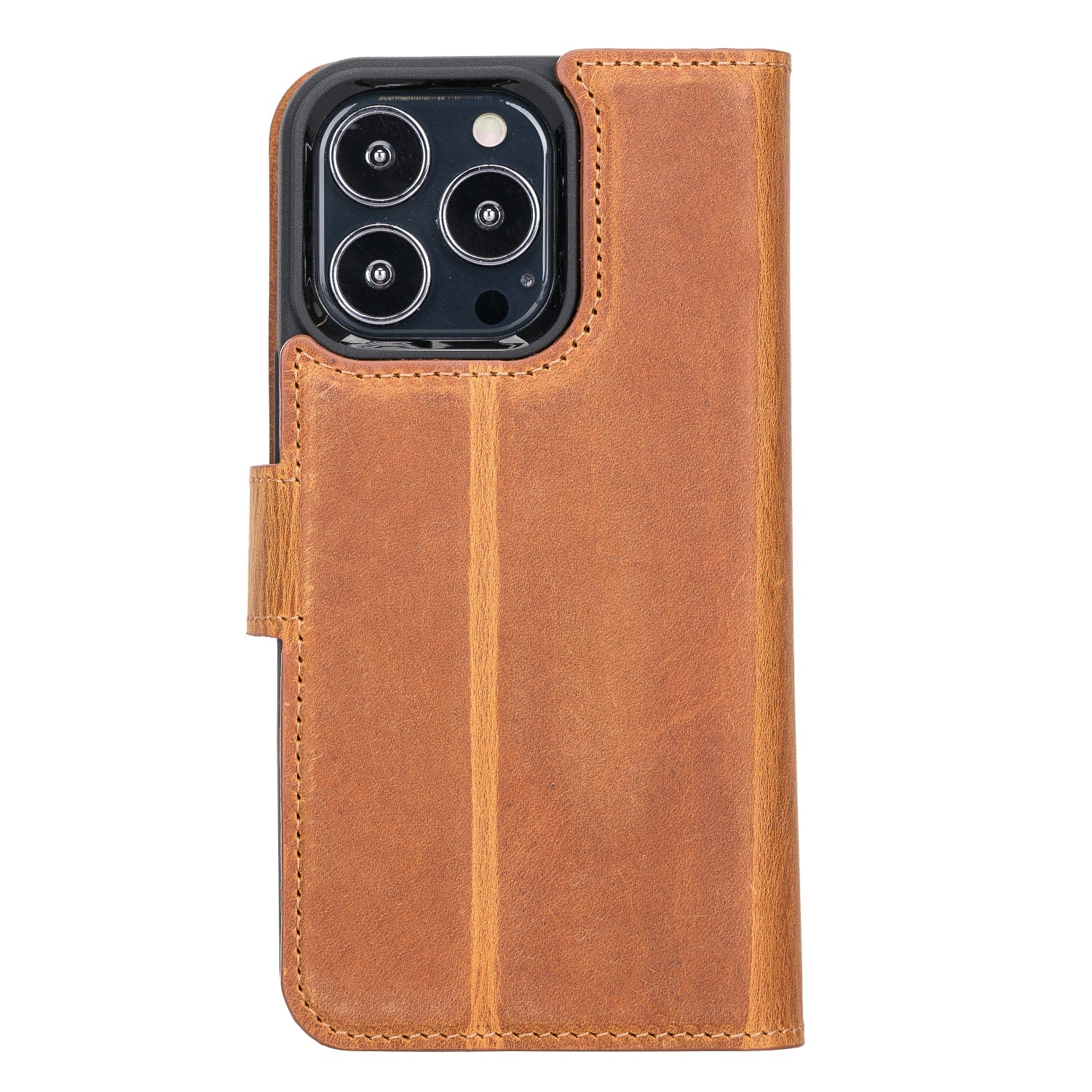Luxury Rustic Brown Leather iPhone 13 Pro Wallet Case with MagSafe & RFID Card Holder - Bomonti - 3
