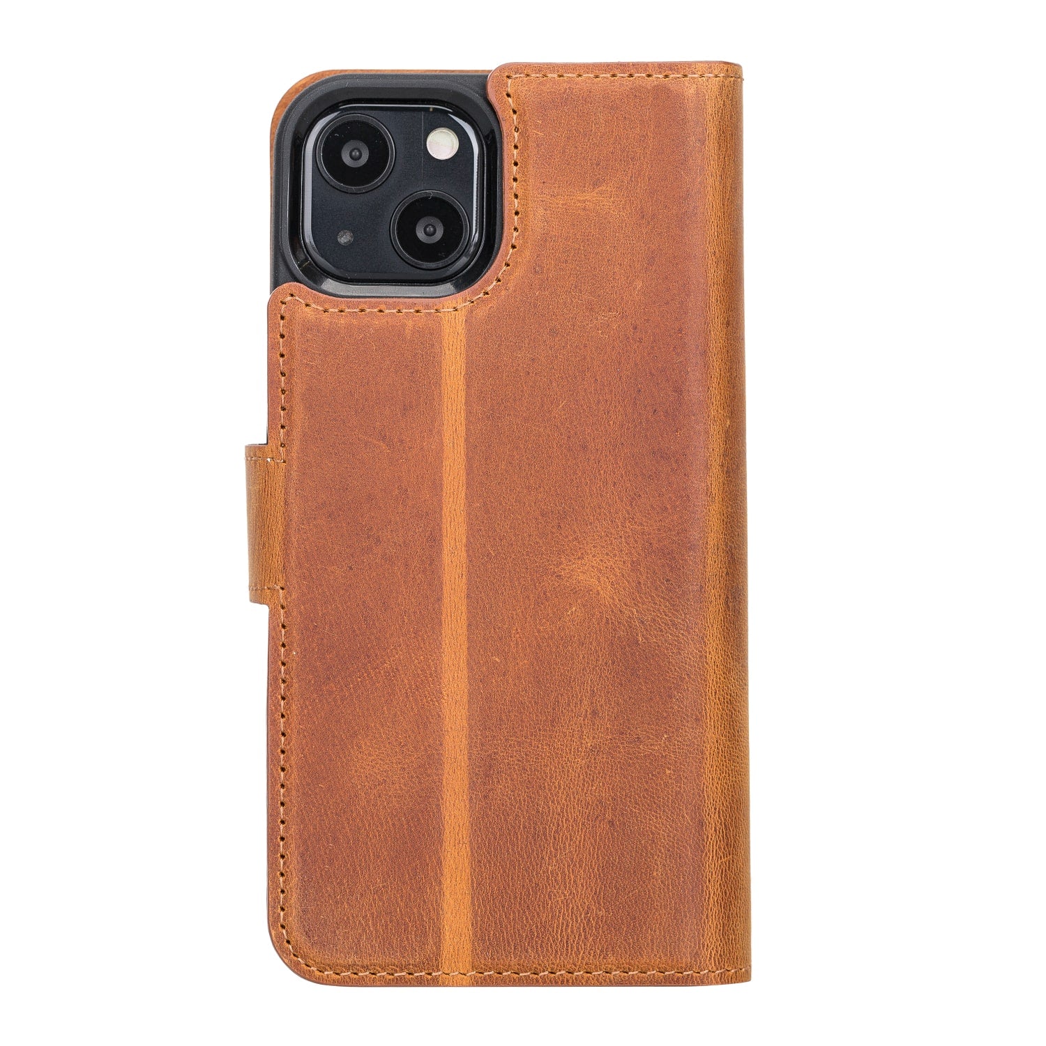 Rustic Brown Leather iPhone 13 Detachable Bi-Fold RFID Wallet Case with MagSafe & Card Holder - Bomonti - 4